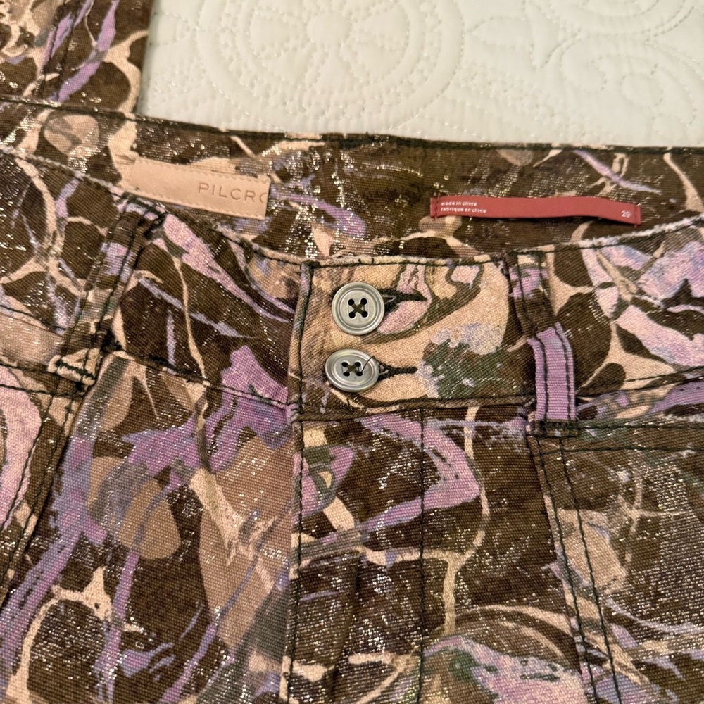 Anthropologie Pilcro The Wanderer Pants Jeans Metallic Gold Thread Design 29 - Picture 7 of 11